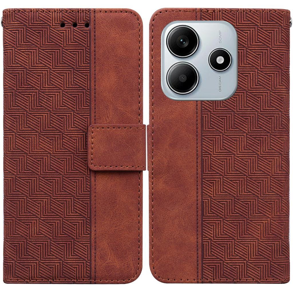 For Xiaomi Redmi Note 14 5G Case Geometry Pattern Leather Wallet Phone Cover with Wrist Strap