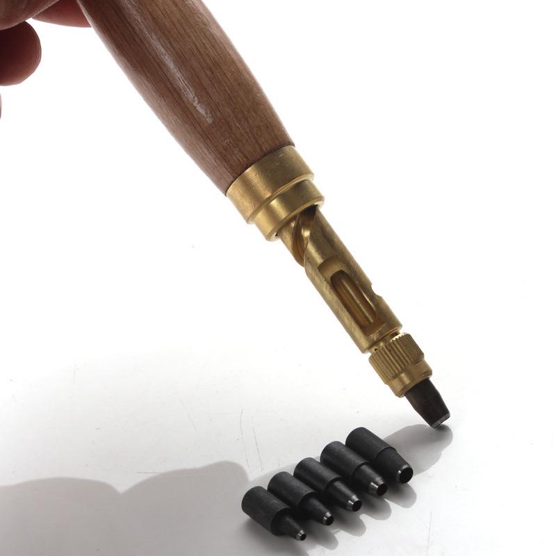 DIY Leather Automatic Punch Gun with Interchangeable Heads - 6-Piece Round Punch Set