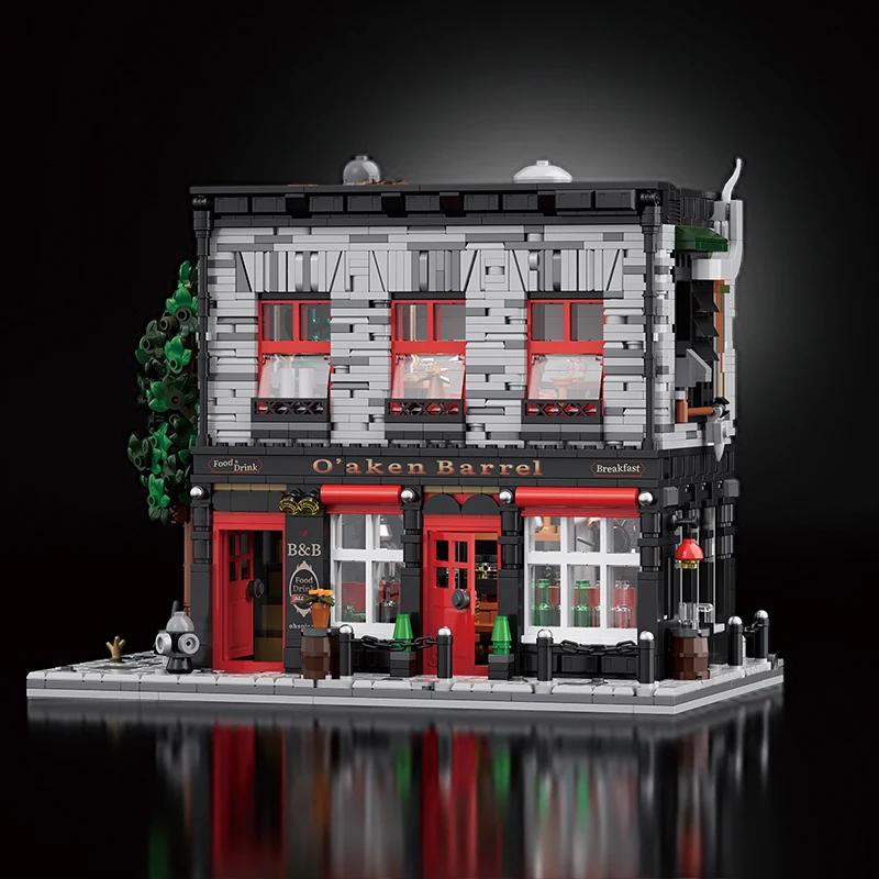 2368PCS Vintage Pub Building Blocks Creative Scarlet Tavern Model Bricks Desktop Decoration Diy Toys For Kids Holiday Gifts