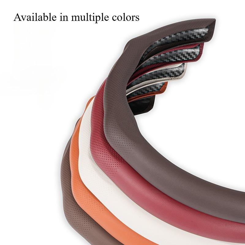 38cm Breathable Suede Steering Wheel Cover Non-Slip Sweat Absorbing All-Season Sports Car Handle Cover for Men & Women