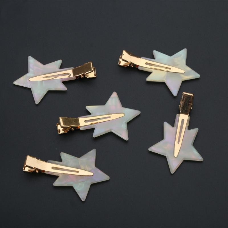 5Pieces No Bend Hair Clip No Crease Hair Clip Acrylic Star Hairpin Sweet Cool Y2K Duckbill Hair Barrettes for Women