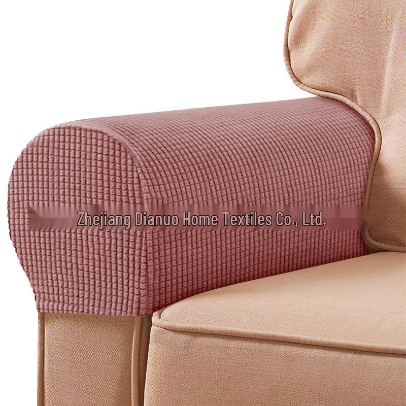 Plaid Stretch Sofa Armrest Cover: Thickened, Anti-Dirt, Solid Color Protector.