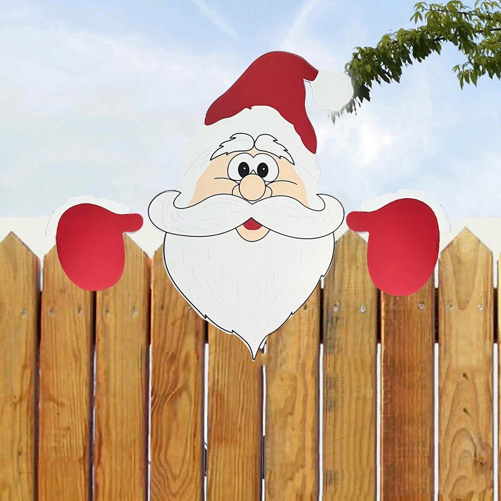 1pc Christmas Fence Ornaments Santa Clause Peeker Yard Ornaments Indoor Outdoor Ground Placard DIY Festival Gift