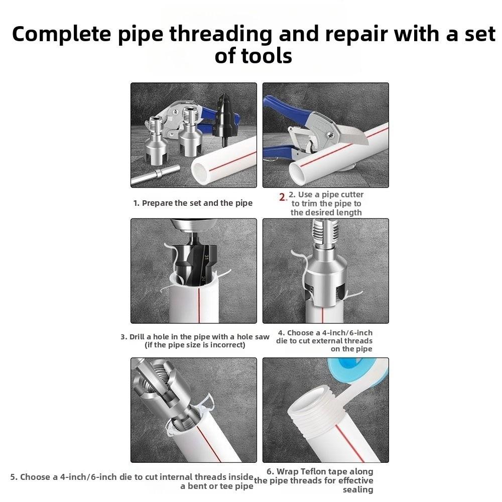 7pcs/set Dies Reamer Plumbing PPR Pipe Kit Water Pipe Repair Tools Plumbing Applications