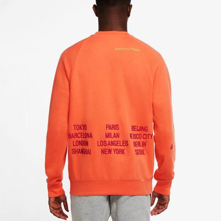 Nike Embroidered Swoosh Logo Crewneck Sweatshirt Men Tops Orange DD0883-842