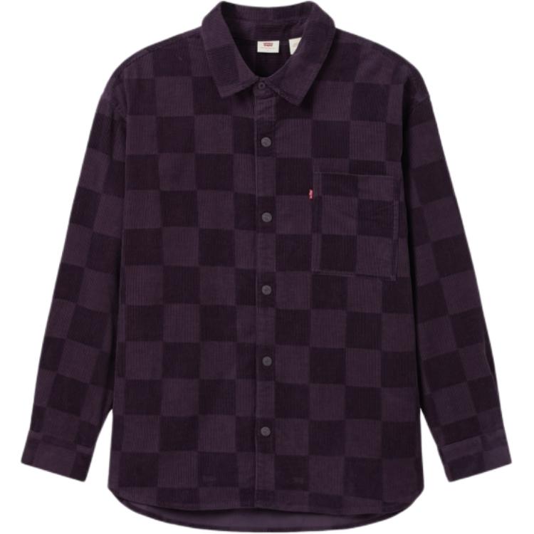 

Мужская рубашка с длинным рукавом Levis Denim Wanderer Series FW24 в клетку с цветными блоками на фланелевой подкладке, фиолетовая 0029Z-0003 S