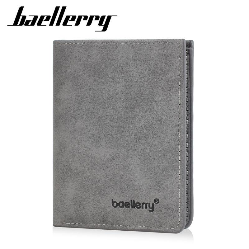 Baellerry Men Short Wallets Casual PU Leather Bifold Card Holder Vintage Design Mini Purse