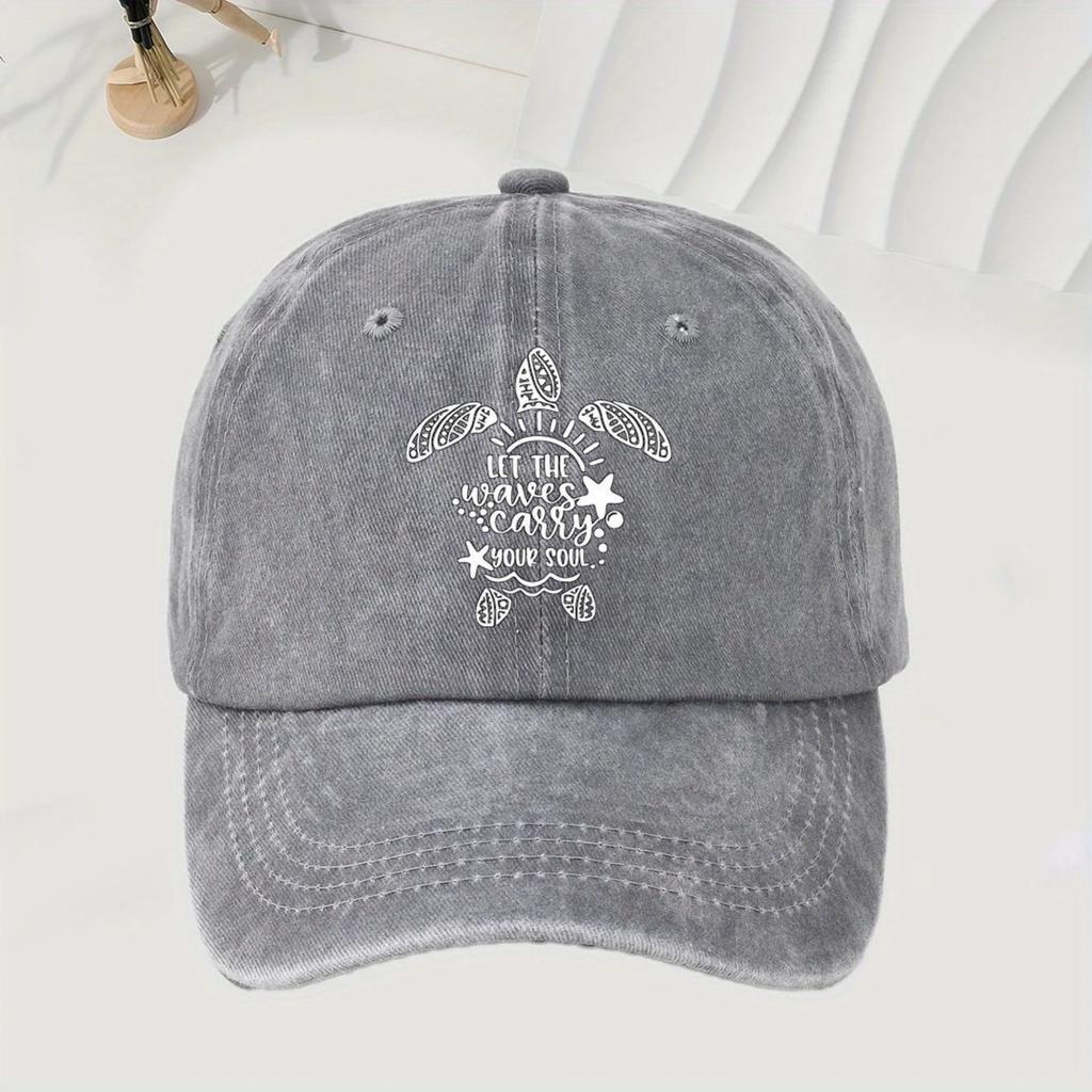 Baseballkappe mit Schildkrötenmuster im Retro-Wasch-Stil, verstellbar, Unisex, ideales Accessoire für Outdoor-Aktivitäten