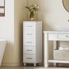 Badkamerkast Smalle Badkamerkast met 5 Lades voor Badkamer, 30 x 30 x 95 cm, Wit