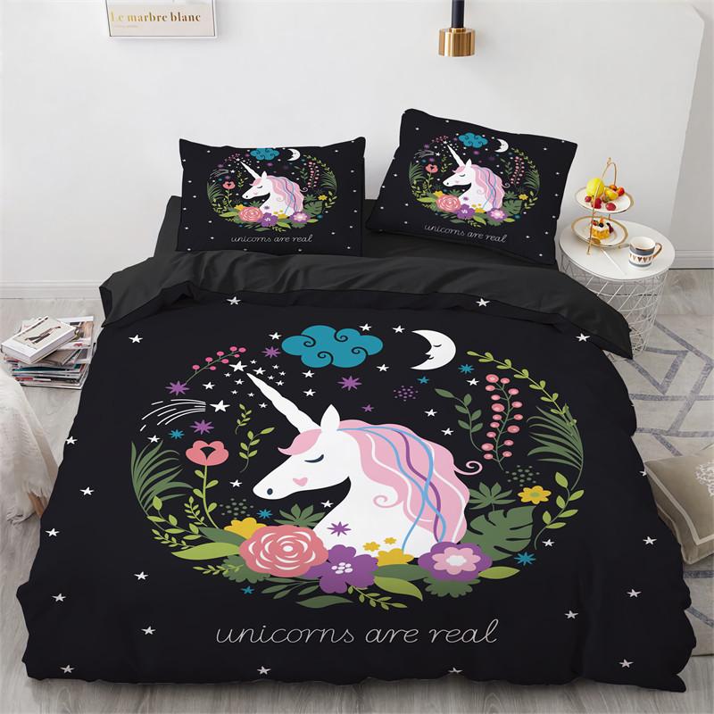 Cartoon Einhorn Fliegendes Pferd Bettwäscheset Jungen Mädchen Einzelbett Queen Size Bettbezug Kissenbezug Bett Kinder Erwachsene Heimtextil