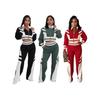 Women's High Collar Zipper Top & Patchwork Long Pants Set - Autumn/Winter Collection