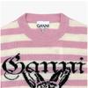 Ganni Damen Strickpullover Bunny Grafik Logo Wollmischung Streifen K2426 065