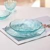 Nordic Gold Rimmed Lotus Leaf Glass Dinner Plate Set