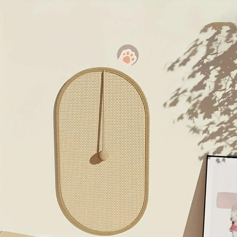 Cat Scratching Mat Self-Adhesive Trimmable Carpet Cat Scratching Post Carpet Washable Scratching Pad + Hanging Ball Cat Pet Toys