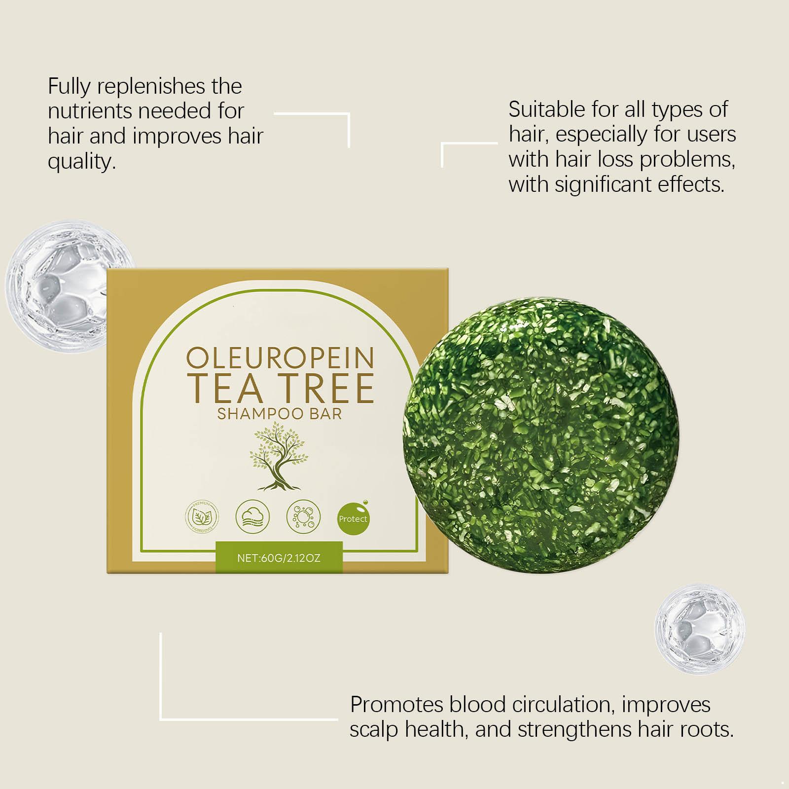 

Tea Tree Oil Shampoo Bar with Lavender & Coconut - Sulfate-Free Plant Based Formula for Dry Hair - Moisturizing Natural Hair Care & Cleansing Bar One Size зелений