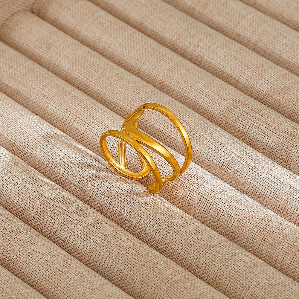 1Pcs Stainless Steel Ring Set with Zirconia, Metal Style Finger Ring, Index Finger Ring