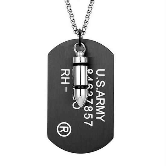 Náhrdelník s přívěskem psí známky USMC a Army - Titanová ocel, Dvouvrstvý design