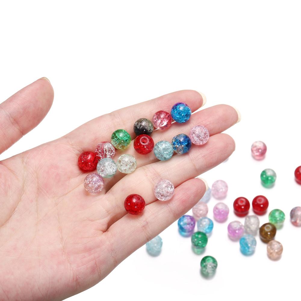 408-1200Pcs/Box Colorful Glass Beads Plastic Spacer Loose Bead Elastic Cord with Small Scissors for DIY Bracelet Jewelry Making