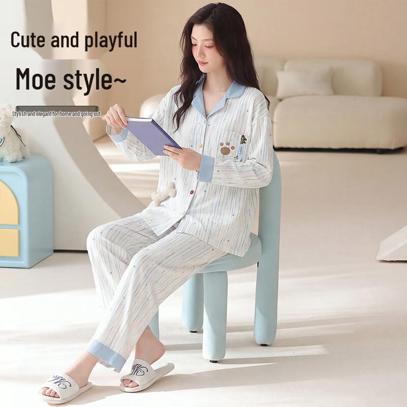 Langsha Women's 100% Cotton Long-Sleeve Loungewear Set