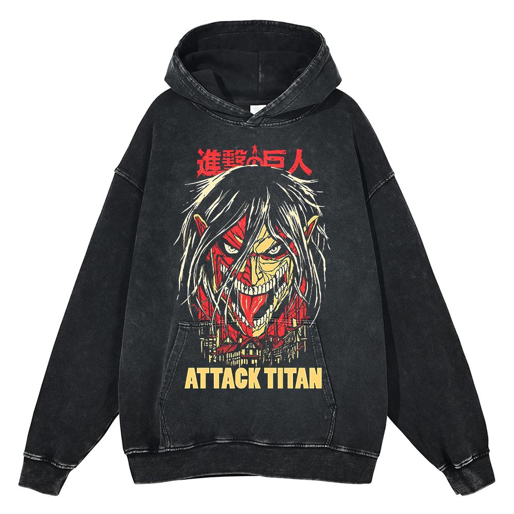 

Аниме Атака Титанов Эрен Йегер Графическое Выстиранное Худи с Капюшоном Мужские Манга Хлопковые Толстовки Большого Размера Толстовка Харадзюку Мужская Уличная Одежда XXL