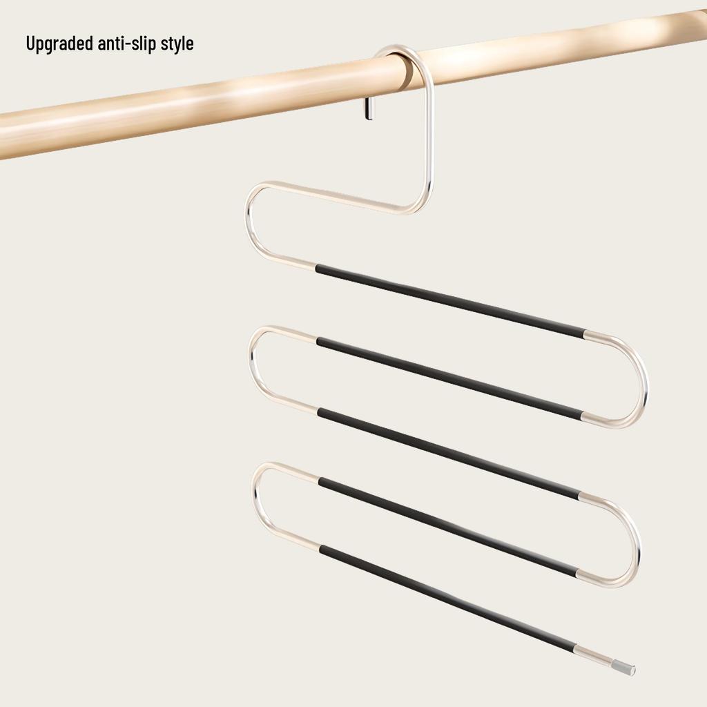 Stainless Steel S-Shaped Multi-Layer Non-Slip Trouser Rack for Home Wardrobe Storage