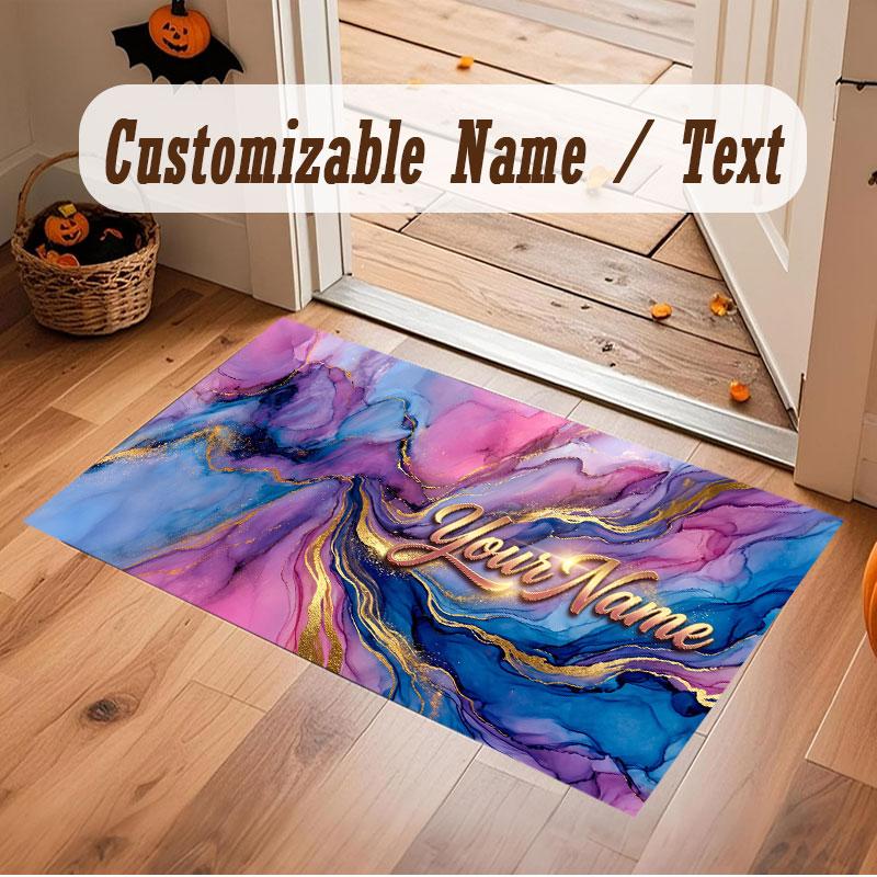 Abstraktes Geometrisches Thema Kristall Samt Boden Teppich Personalisiert Benutzerdefinierter Name Text Warmer Teppich Heim Dekoration