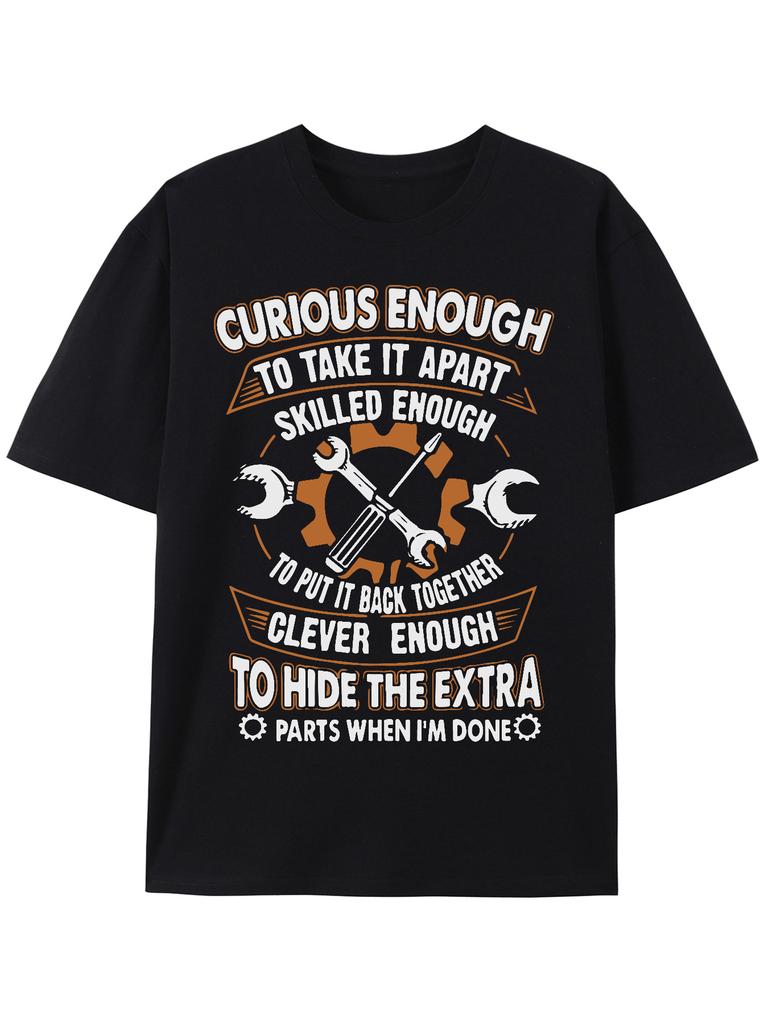 Interesting mechanicCurious enough to disassemble graphic 100 cotton round neck Tshirt with wrench print design