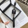 Apple iWatch Serisi 1-11/SE, Huawei GT654 ve Xiaomi 8910 ile Uyumlu Deri Elmas Çivili Saat Kordonu. Kadınlar için ideal.