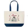 Tote Bag - PLANETEE - Alicia the Most Beautiful - Blue Background - Cotton - 40 X 45 Cm