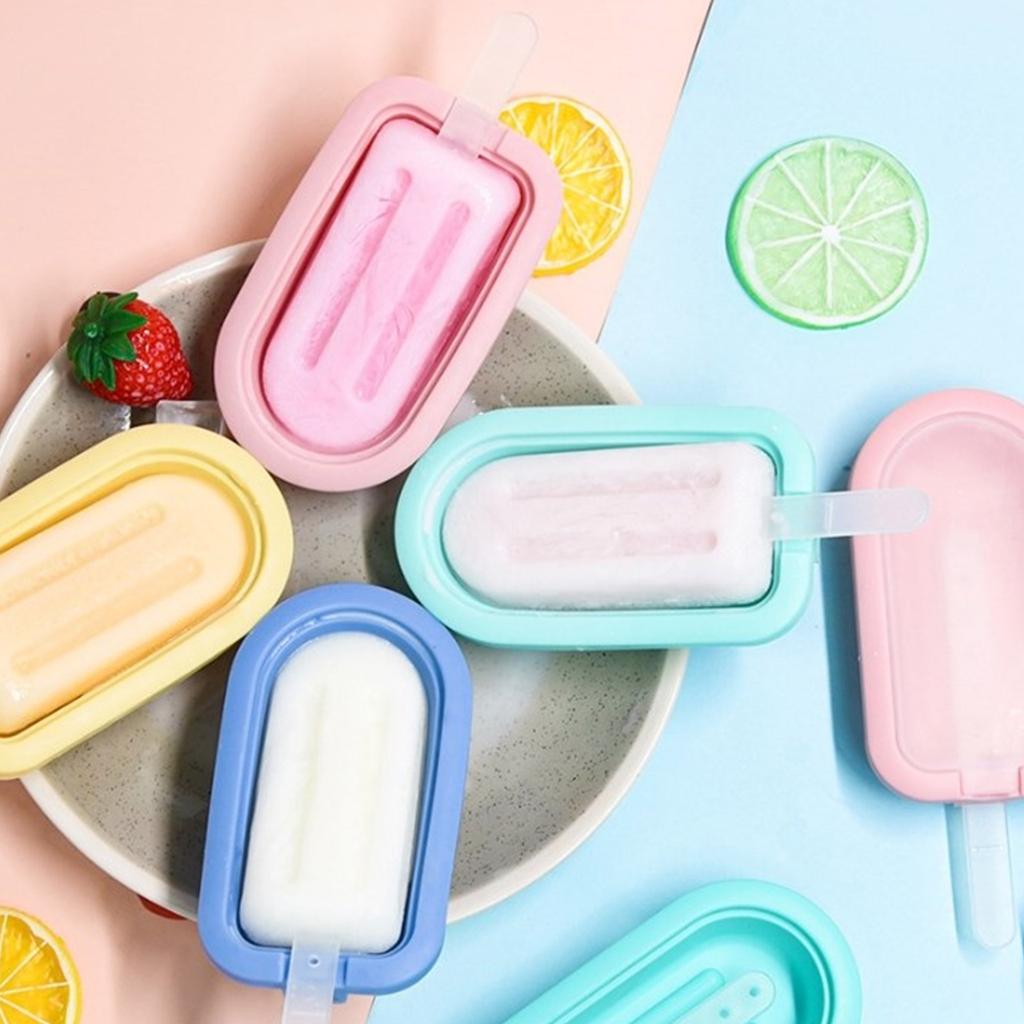 Pack Of 4 Food Grade Silicone Ice Lolly Maker with Stick Dishwasher Safe Ice Cream Moulds Popsicles Making Molds