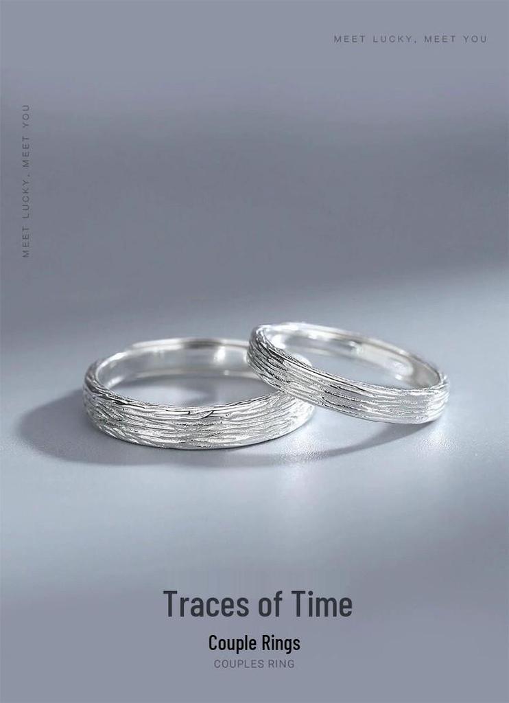 Sterling Silver Adjustable Couple Rings - Simple, Versatile, Textured Bands