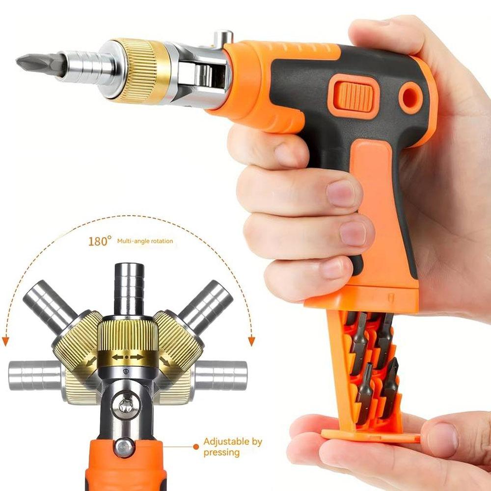 Magnetic Screwdriver Set All-in-1 Ratchet Screwdriver With 14 Sizes Magnetic Bits Electronics Repair Tool Kit Pop Out Bit