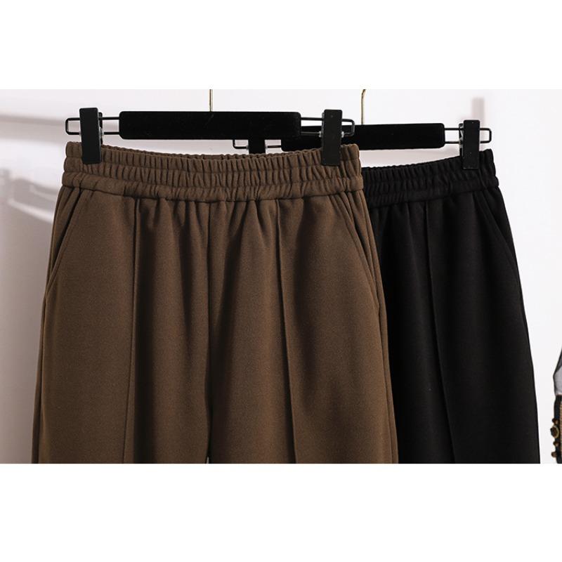 DIMANAF 2024 Plus Size Autumn Winter Women Long Pants New Loose Trousers Solid Harem Elastic Waist Basic Casual Pants