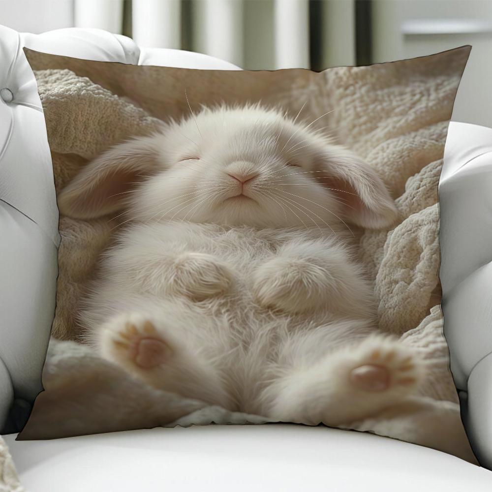 Cushion Cover Sleep Cute Birthday Anniversary Rabbit Gifts Angora Double Sided Printed Zipper Cushion Cover Soft Skin Bedding