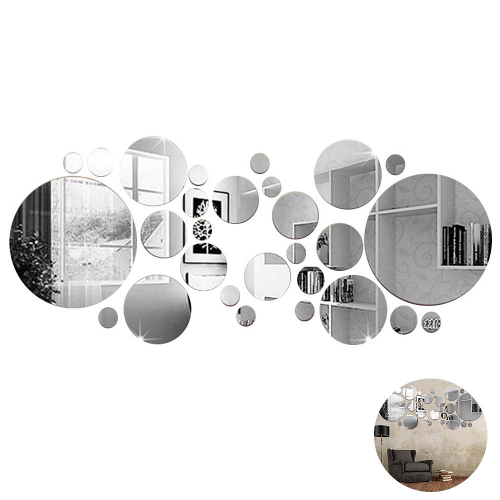 26Pcs Acrylic Mirror Wall Stickers Round Mirror Decal Self-Adhesive Wall Stickers DIY Art Mirror Home Living Room Decoration