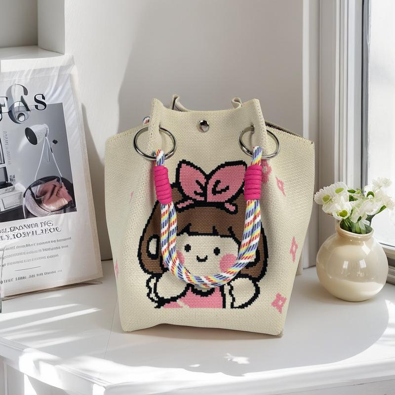 

Сумка-ведро из веревки, ручной работы, вязаная, для путешествий, универсальная, большой вместимости, ручная, вязаная сумка на запястье