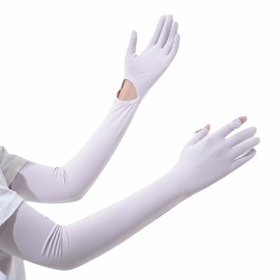 Non-slip Ice Silk Arm Sleeve Sun Protection Sunscreen Sleeve Gloves Thin Long Sleeve  Riding