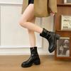 Patent Leather Women Ankle Boots British Style Thick Heel Shoes Autumn Winter Modern Short Booties  De Mujer