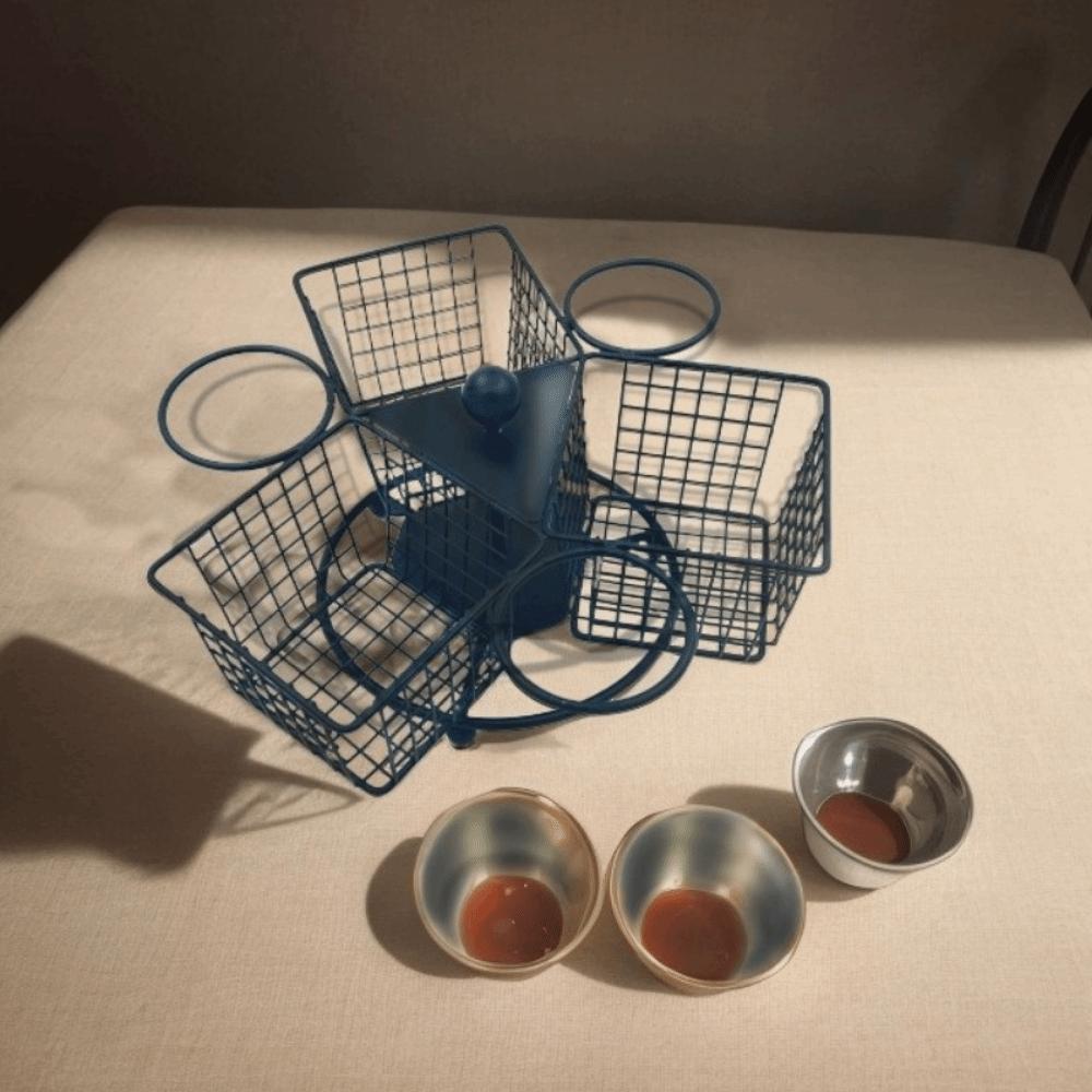 Stabiler drehbarer Pommeskorb mit Dip-Becher Frittierkorb Snackkorb Restaurant