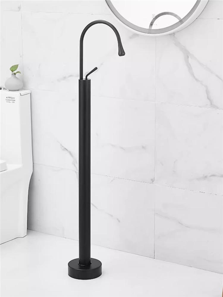 

Floor Standing Bathroom Faucet Black Tall Basin Faucet Bathub Faucet Cold And Hot Water Mixer Sink Faucet Tap Single Handle чёрный