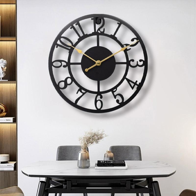 Industrial Themed 12Inch Rusts Resistant Metal Wall Clock Quiet Not Ticking Movement For Home Office Cafes Decoration