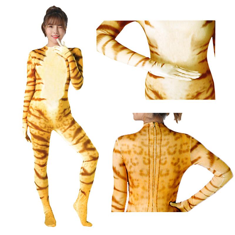 Cosplay Tier Damen Overall Tiger Schlange 3D Druck Halloween Karneval Party Spandex Zentai Ganzkörperanzug Cosplay Kostüm Outfit