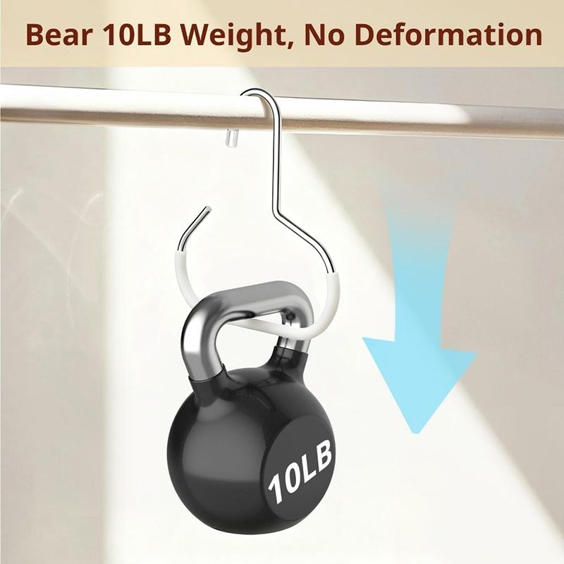 Stainless Steel S Shaped Hanging Hooks Non Slip Dipped Coating Wide Opening For Closet Organizing Hanging Bags Clothes Hats