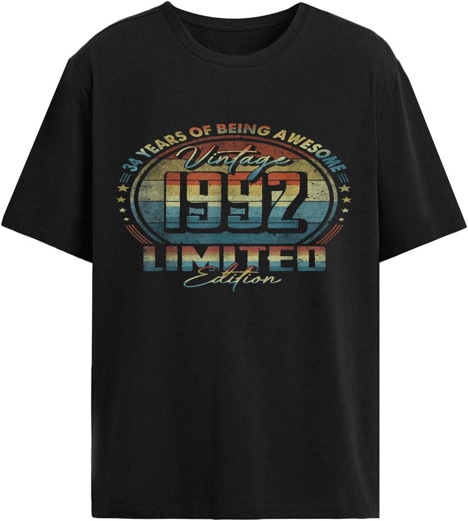 34rd Birthday Vintage Legends Born In 1992 34 Years May Tees for Mens Casual