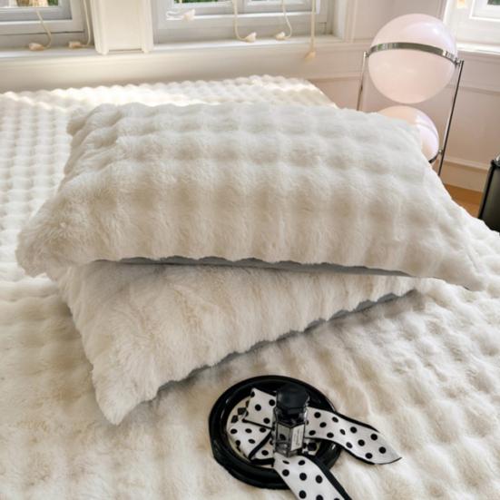 Pillow Cover Solid Color Design Plush Soft Pillow Case Autumn Winter Warm Comfortable Bedroom Pillowcase