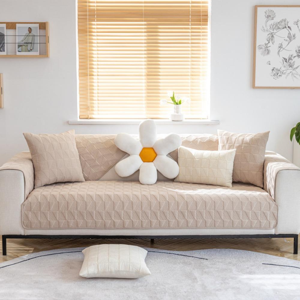 Non Slip Sofa Cover Flannel Fabric Universal Couch Protector Simple Modern Style for All Seasons