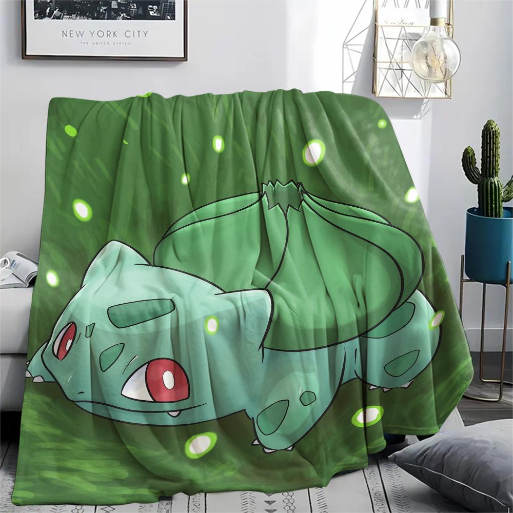 

Pokémon Bulbasaur pattern Flannel Blanket, High quality Comfortable for All Seasons, Home Decor, Warmth and Comfort, Perfect for Gifts. 80cm x 120cm