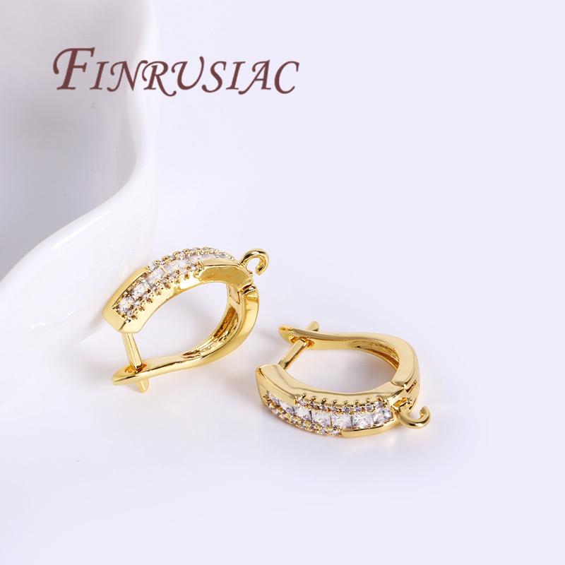 18K Gold Plated Brass with Zircon Earring Hook Clasps,Earwires Fasteners For Earring,DIY Jewelry Making,Accessories For Earrings