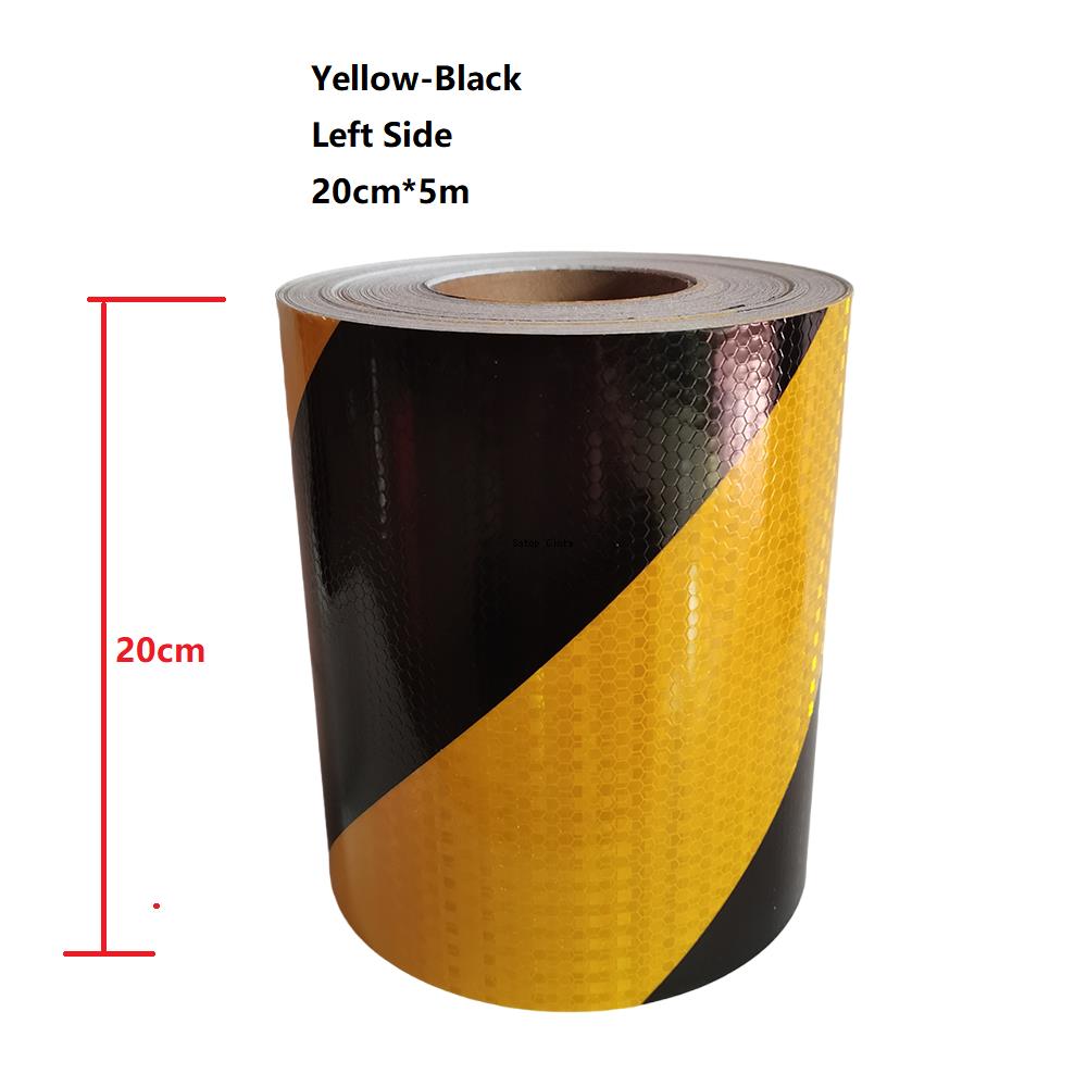 5cm/10cm/15cm/20cm*5m Reflective Tape Yellow-Black Left Or Right Twill Waterproof Safety Warning Self-adhesive Reflector Sticker