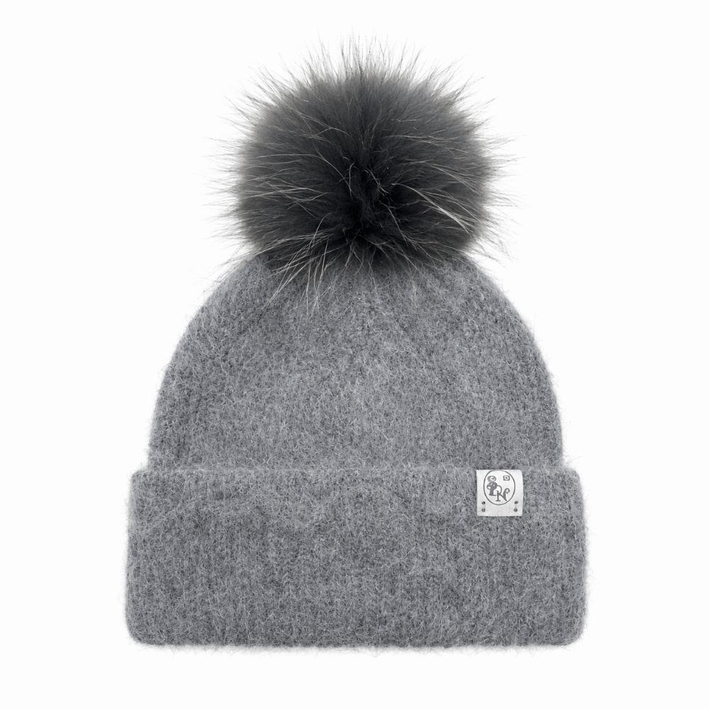 Windproof Knitted Pompom Beanie Twist Knit Thermal Winter Hat Rabbit Fur Beanies Hat For Women